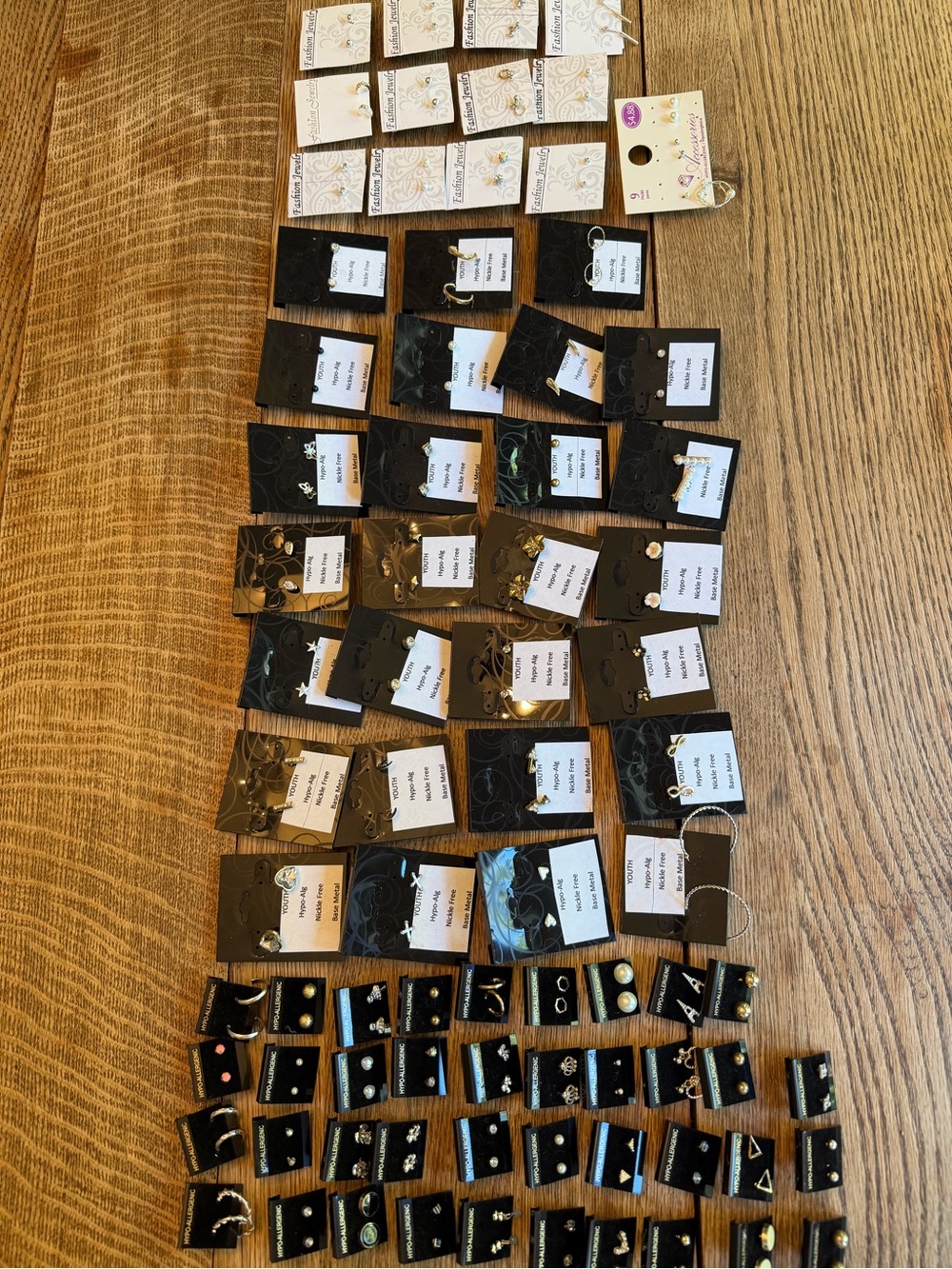 Lot of 78 Carded New Earrings Studs and Hoops